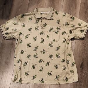 Michael Austin Men's Golf Polo Shirt with Green Pattern